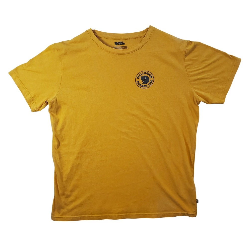 Fjallraven Mens 1960 Logo T-shirt Ochre Yellow Cotton Blend Short Sleeve Large
